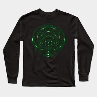 Polka Dot Pixel Patterns Green symmetric Star Long Sleeve T-Shirt